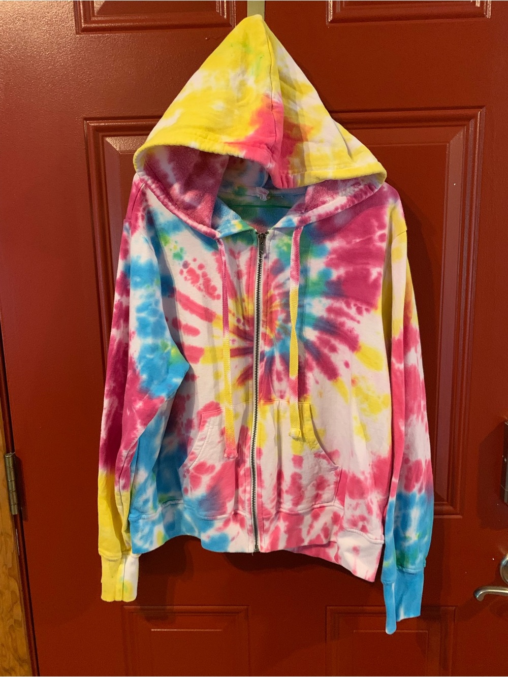Colorful Pastel Tie-Dye Zip-Up Hoodie